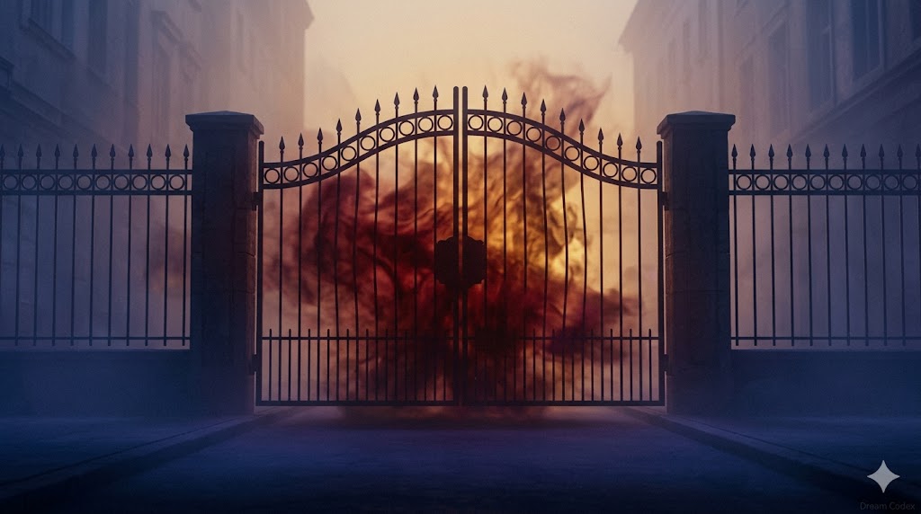 ヤンキー・不良に絡まれる夢を複雑系科学的視点で象徴化した、境界線と衝動の対立のイメージ