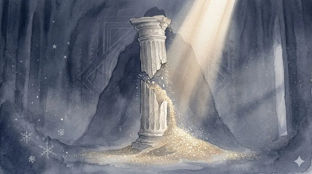 心理学における自己スキーマの断片化と自己防衛的な再編を視覚化した抽象的なイラスト