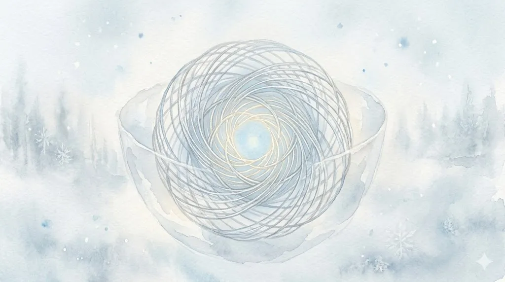 認知科学における愛着の再構築と内面への統合を視覚化した幻想的なイラスト