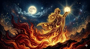 火事で人を助ける夢の象徴的なイメージ。炎の中から救い出される光と再生の儀式