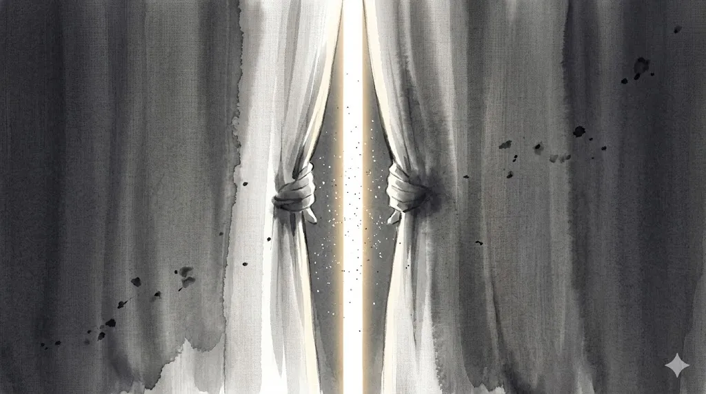 言語学における言葉の門の再定義と沈黙の深みを象徴化した静謐なイラスト