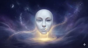 前歯が抜ける夢の象徴——社会的仮面が解け、内なる本質が光として現れる幻想的なイラスト