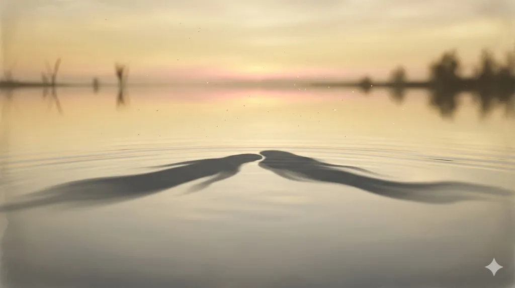 記号論における境界線の刷新と自己一致を象徴化した静謐なイラスト