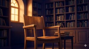 椅子の夢を認知科学のアフォーダンス視点で象徴化した、自己の居場所を定義する静謐な椅子のイメージ