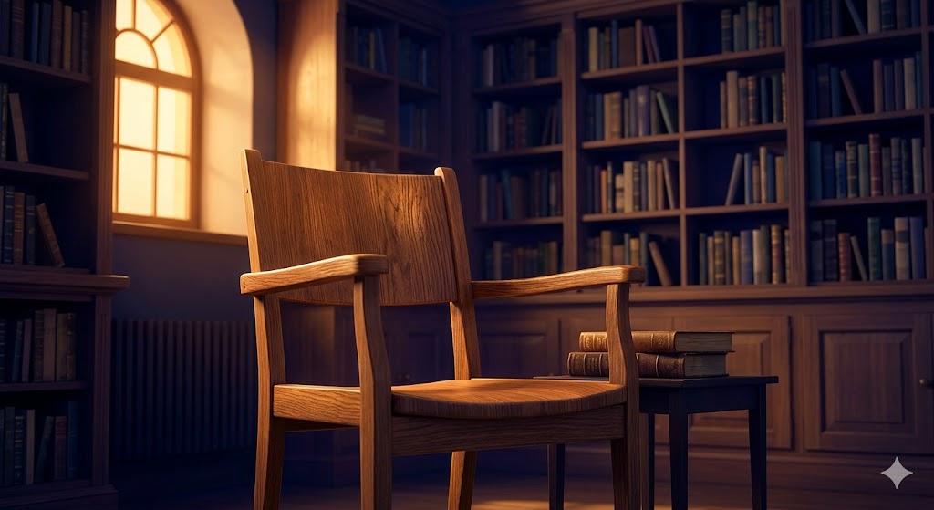 椅子の夢を認知科学のアフォーダンス視点で象徴化した、自己の居場所を定義する静謐な椅子のイメージ