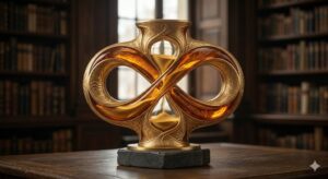 お金の夢を文化人類学的視点で象徴化した、黄金の砂が循環する器とエネルギーの潮汐