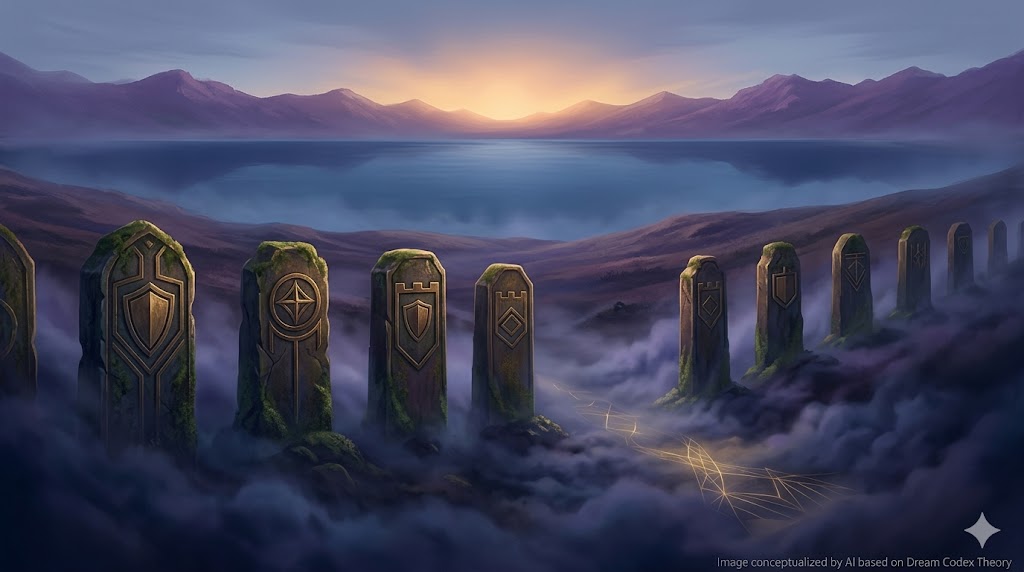 戦争の夢を深層心理学的に解釈した、内なる静寂（静かなる領土）を守る精神的な防衛線のイメージ