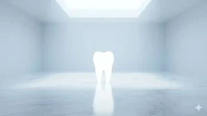 歯が全部抜けた後の「聖なる空白」を象徴する、白く静謐な空間と再生の光