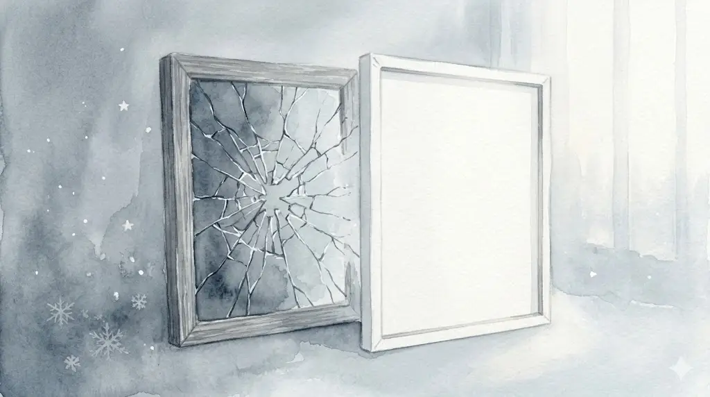 心理学における自己効力感の白紙化と自己再編を視覚化した抽象的なイラスト