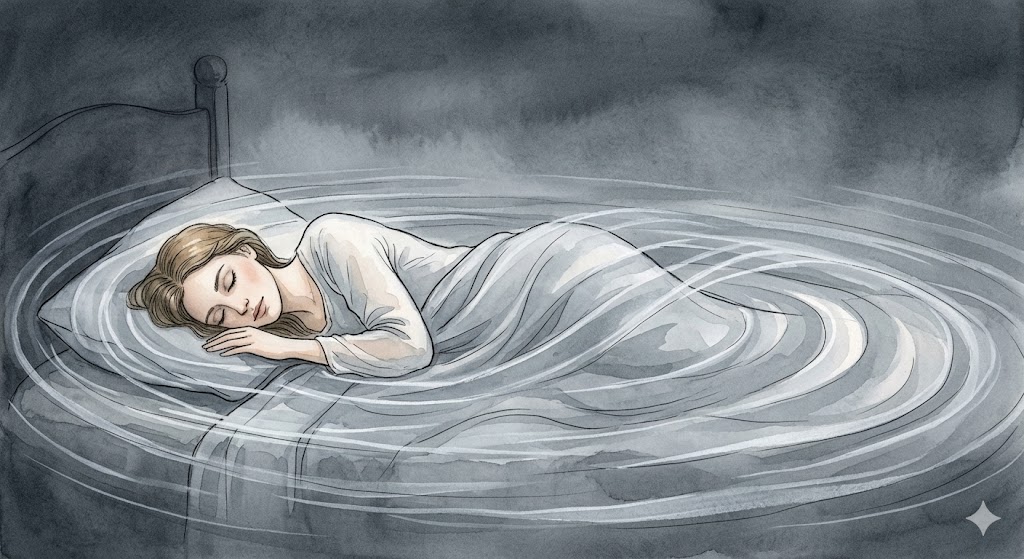  外側の速度圧力を引き算し透明な風の調和に守られながら眠る風に乗って飛ぶ夢のイラスト