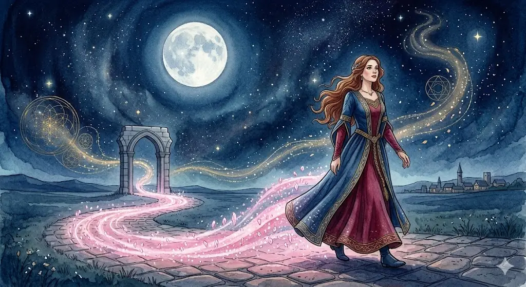 新秩序の結晶を胸に本来の歩幅で現実を生き直す女性を表現した結びのイラスト