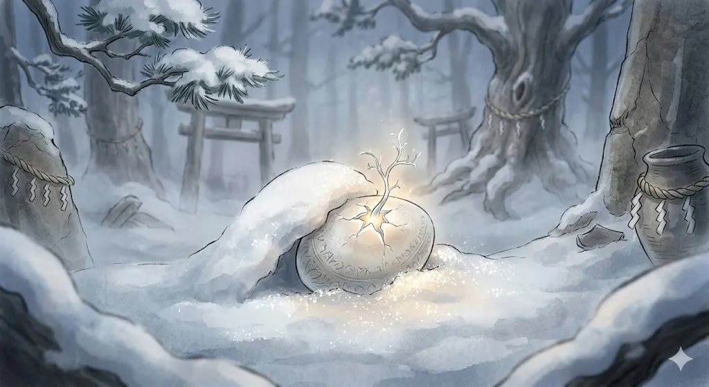 雪の下で春を待つ種子のように新しい意識が芽吹く夢の再生イメージ