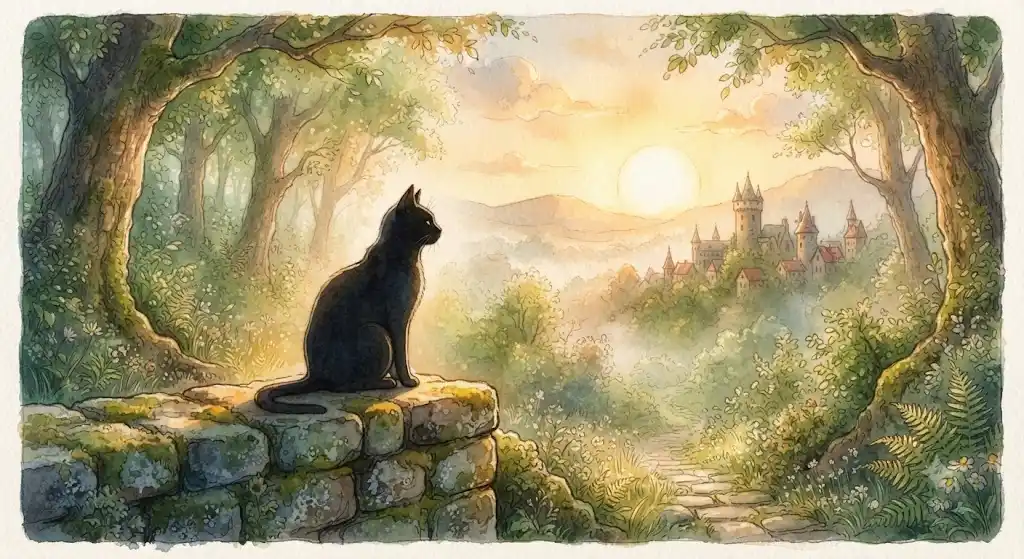 猫の夢の意味と深層心理を象徴する、自律した猫と柔らかな光の情景