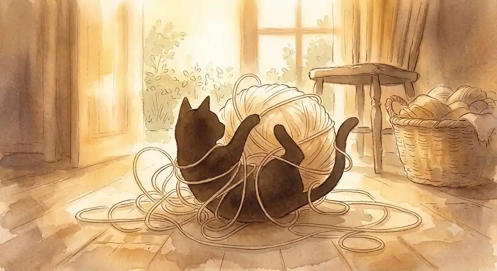 猫と遊ぶ夢と芸術学的な遊びの美学を表す温かな光の中の猫の景色