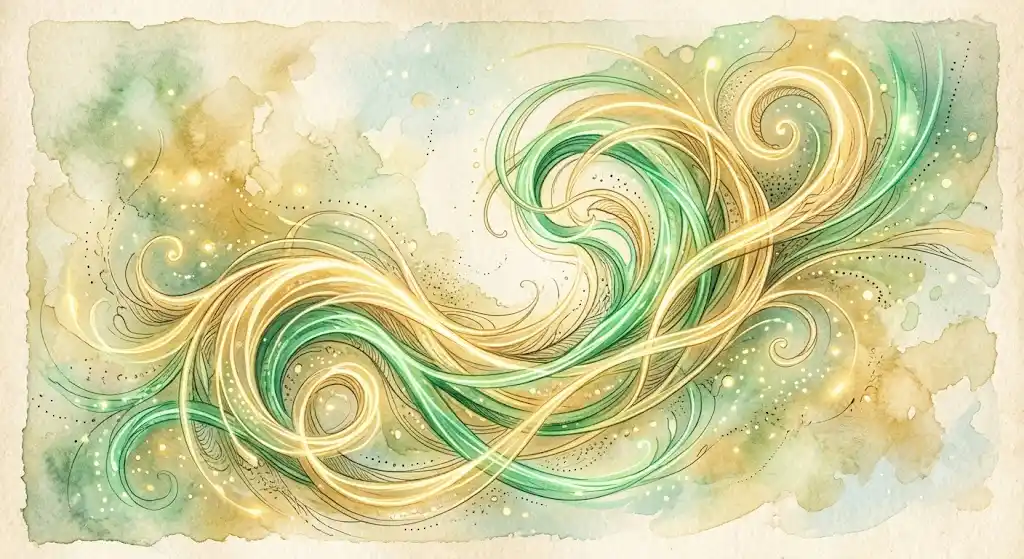 芸術学のフロー体験と遊びの美学を表現した光と流線の図形