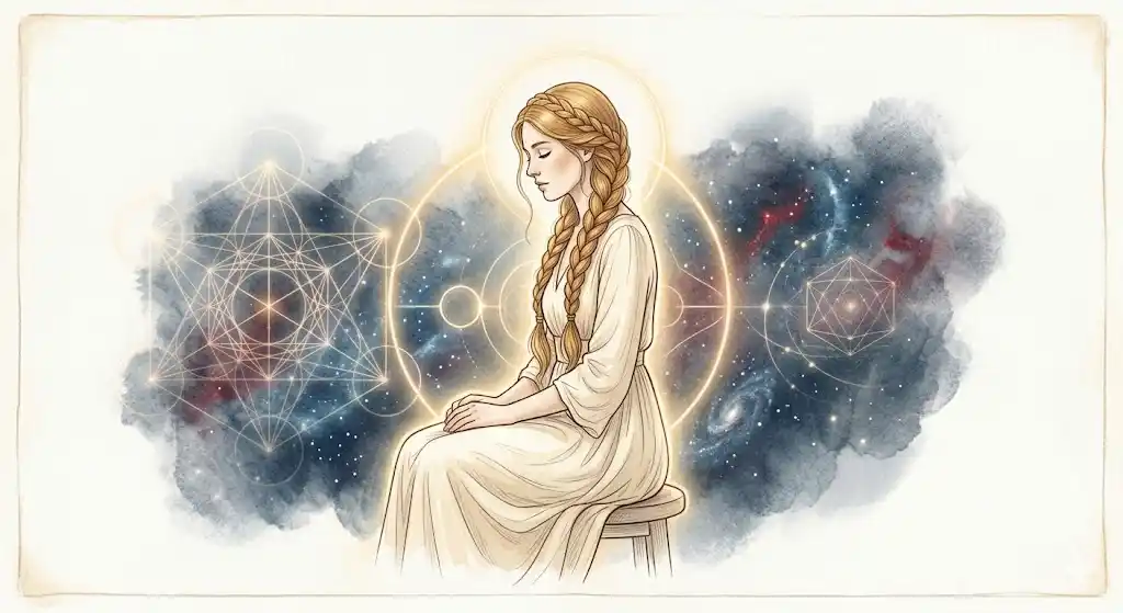 龍の夢を受け取るための今夜の調律ワークをイメージした静謐な女性のイラスト