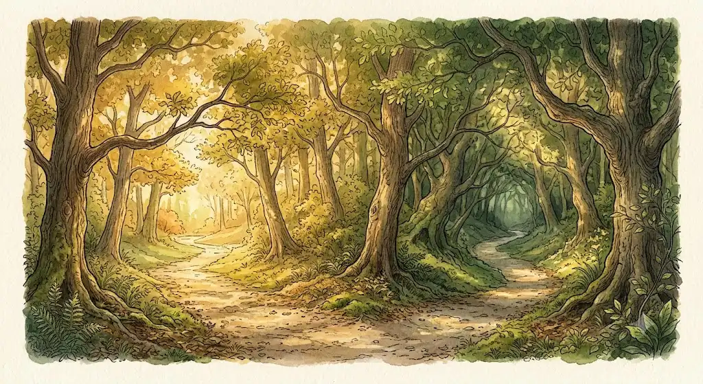 走り抜ける道と身をひそめる物陰、二つの選択肢を描いた狼から逃げ切る夢の情景