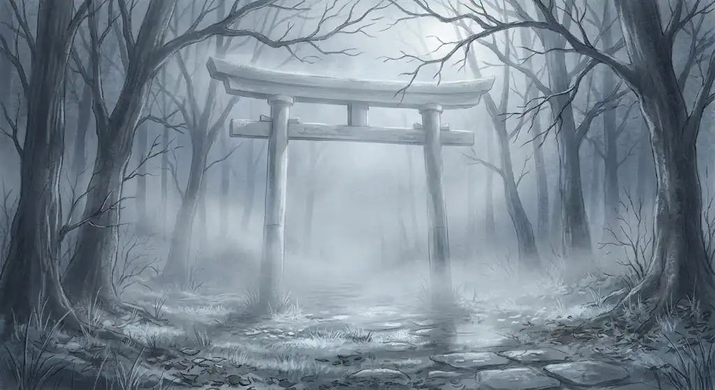 神社に呼ばれ現実と重なる不思議な一致を、対比構図で描いた象徴的な一枚
